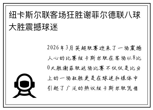 纽卡斯尔联客场狂胜谢菲尔德联八球大胜震撼球迷